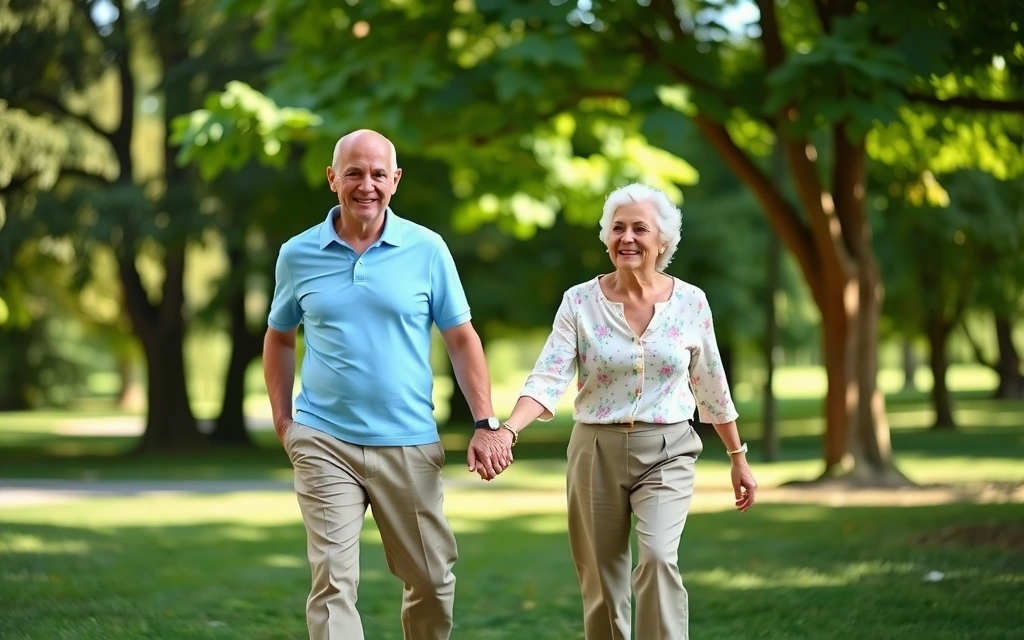 Senior couple enjoying a healthy outdoor walk